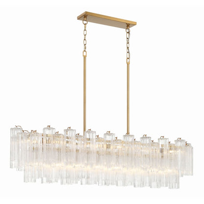 Addis 14 Light 52" Crystal Linear Chandelier - Zelno Lighting