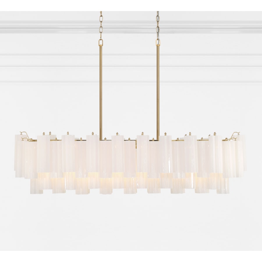 Addis 14 Light 52in Crystal Linear Chandelier Aged Brass - Zelno Lighting