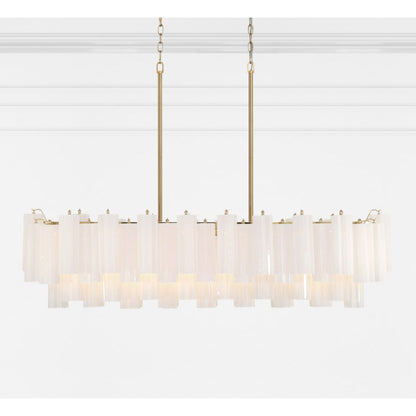 Addis 14 Light 52in Crystal Linear Chandelier Aged Brass - Zelno Lighting