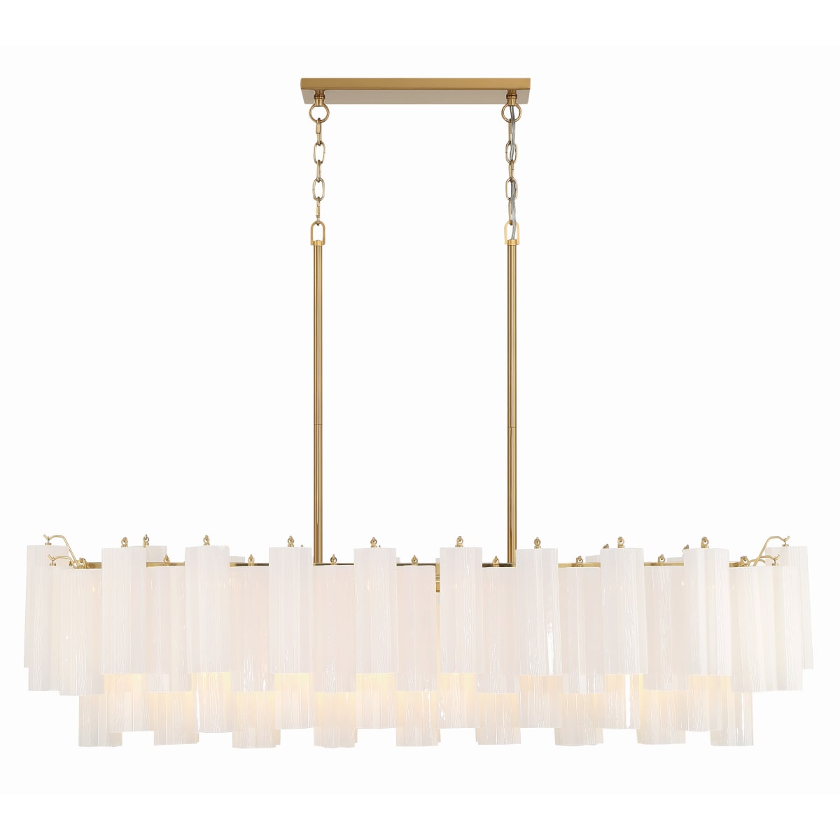 Addis 14 Light 52in Crystal Linear Chandelier Aged Brass - Zelno Lighting
