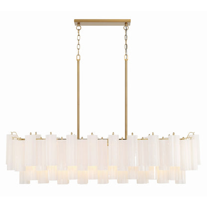 Addis 14 Light 52in Crystal Linear Chandelier Aged Brass - Zelno Lighting