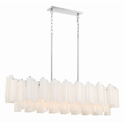 Addis 14 Light 52in Crystal Linear Chandelier Aged Brass - Zelno Lighting