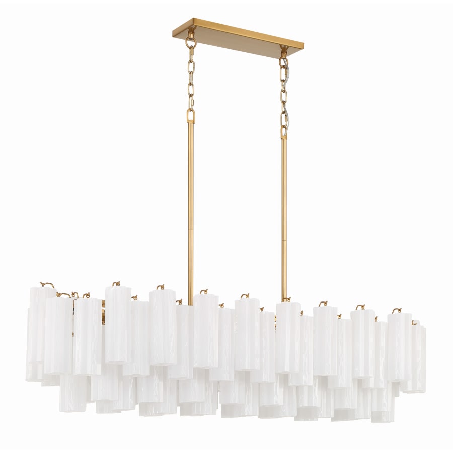 Addis 14 Light 52in Crystal Linear Chandelier Aged Brass - Zelno Lighting