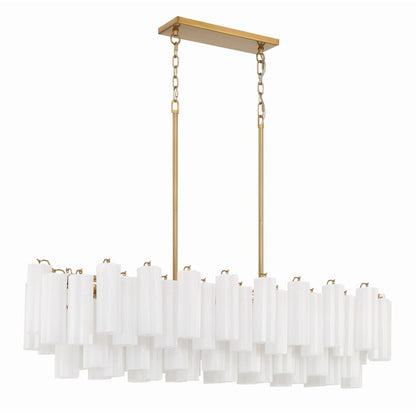 Addis 14 Light 52in Crystal Linear Chandelier Aged Brass - Zelno Lighting