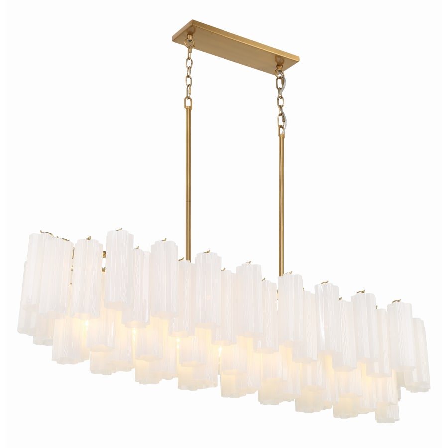 Addis 14 Light 52in Crystal Linear Chandelier Aged Brass - Zelno Lighting