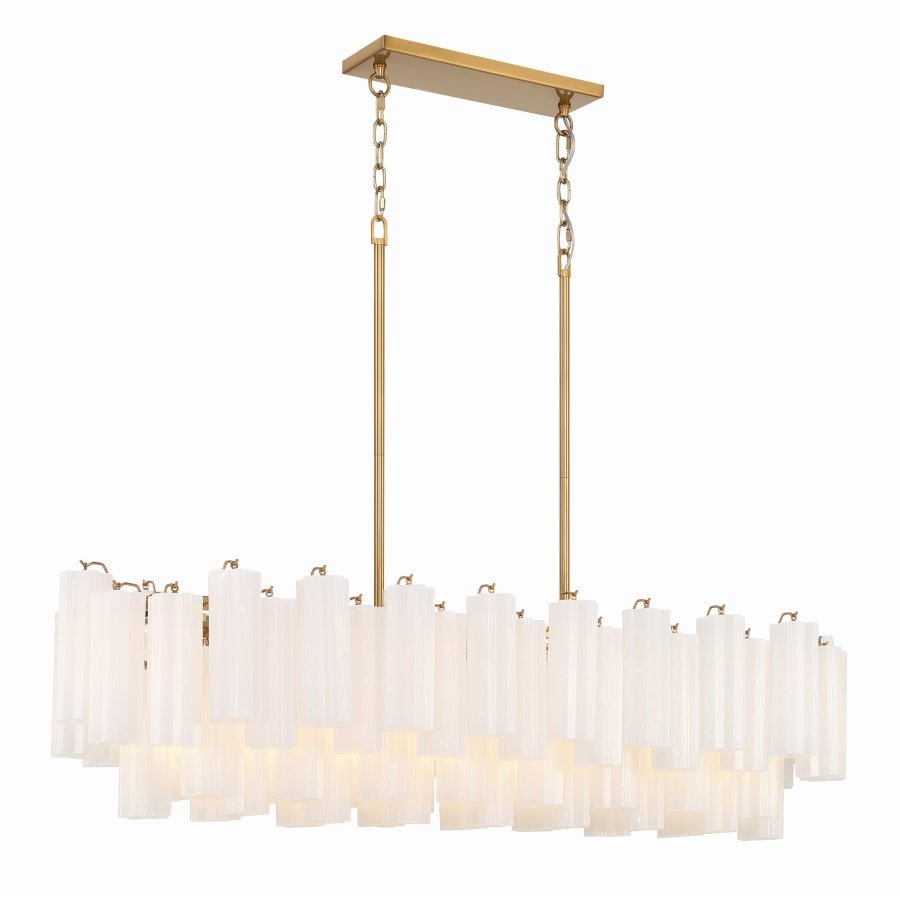 Addis 14 Light 52in Crystal Linear Chandelier Aged Brass - Zelno Lighting
