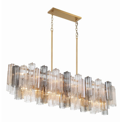 Addis 14 Light 52in Crystal Linear Chandelier Autumn Glass - Zelno Lighting