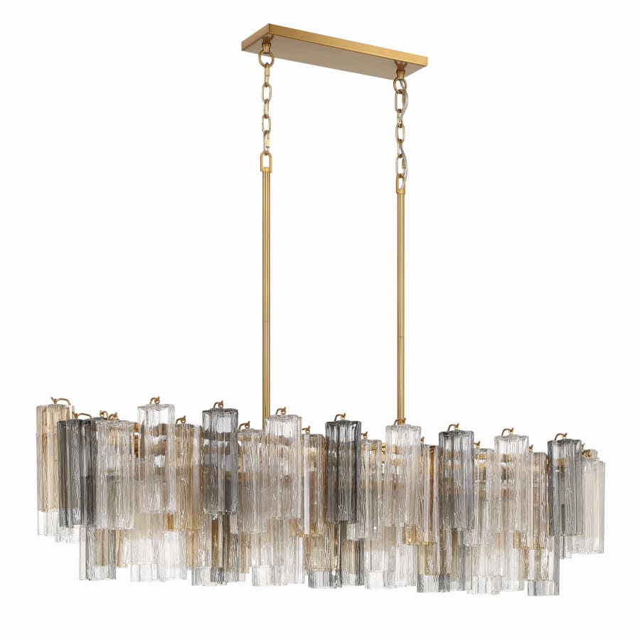 Addis 14 Light 52in Crystal Linear Chandelier Autumn Glass - Zelno Lighting