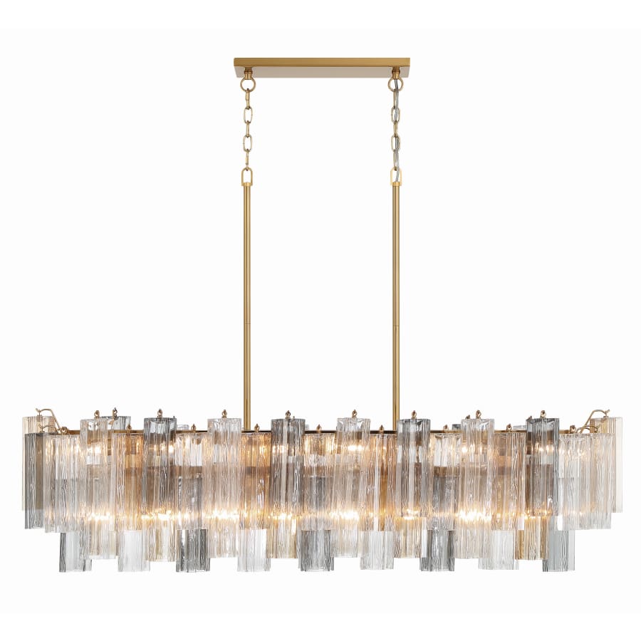 Addis 14 Light 52in Crystal Linear Chandelier Autumn Glass - Zelno Lighting