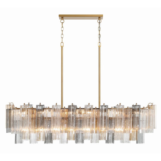 Addis 14 Light 52in Crystal Linear Chandelier Autumn Glass - Zelno Lighting