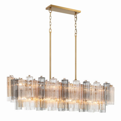 Addis 14 Light 52in Crystal Linear Chandelier Autumn Glass - Zelno Lighting