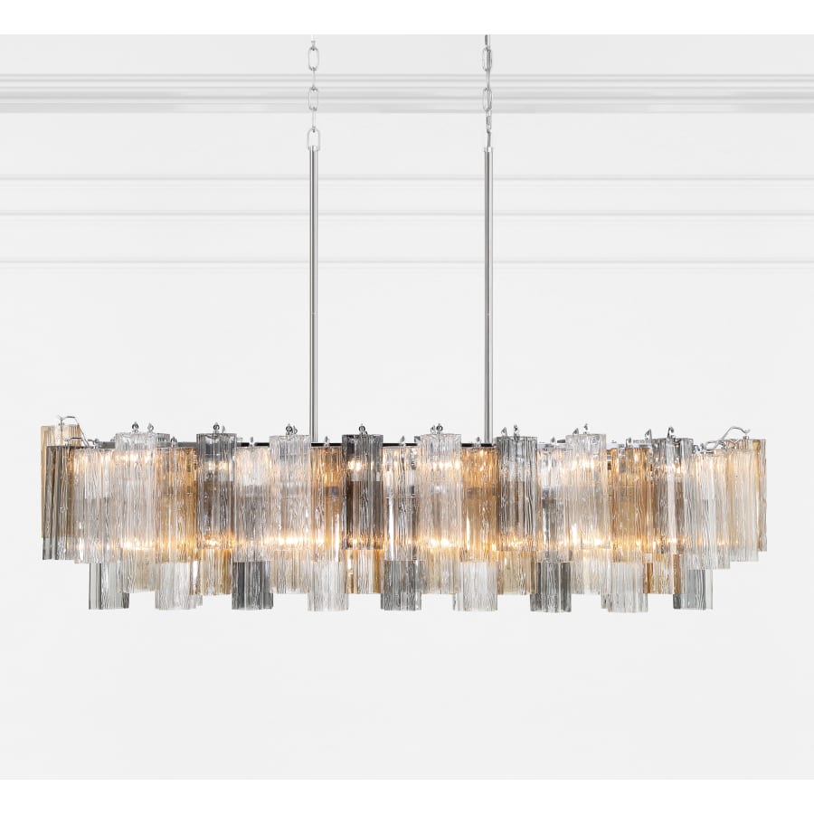 Addis 14 Light 52in Crystal Linear Chandelier Autumn Glass - Zelno Lighting