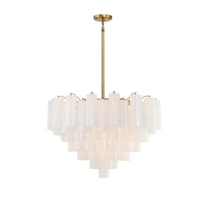 Addis 16 - Light 32" Waterfall Chandelier Aged Brass - Zelno Lighting