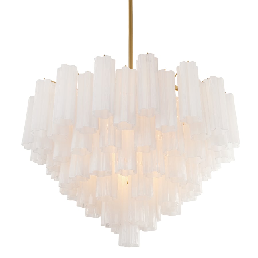 Addis 16 - Light 32" Waterfall Chandelier Aged Brass - Zelno Lighting