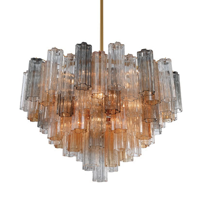 Addis 16 Light 32" Waterfall Chandelier Autumn Glass - Zelno Lighting