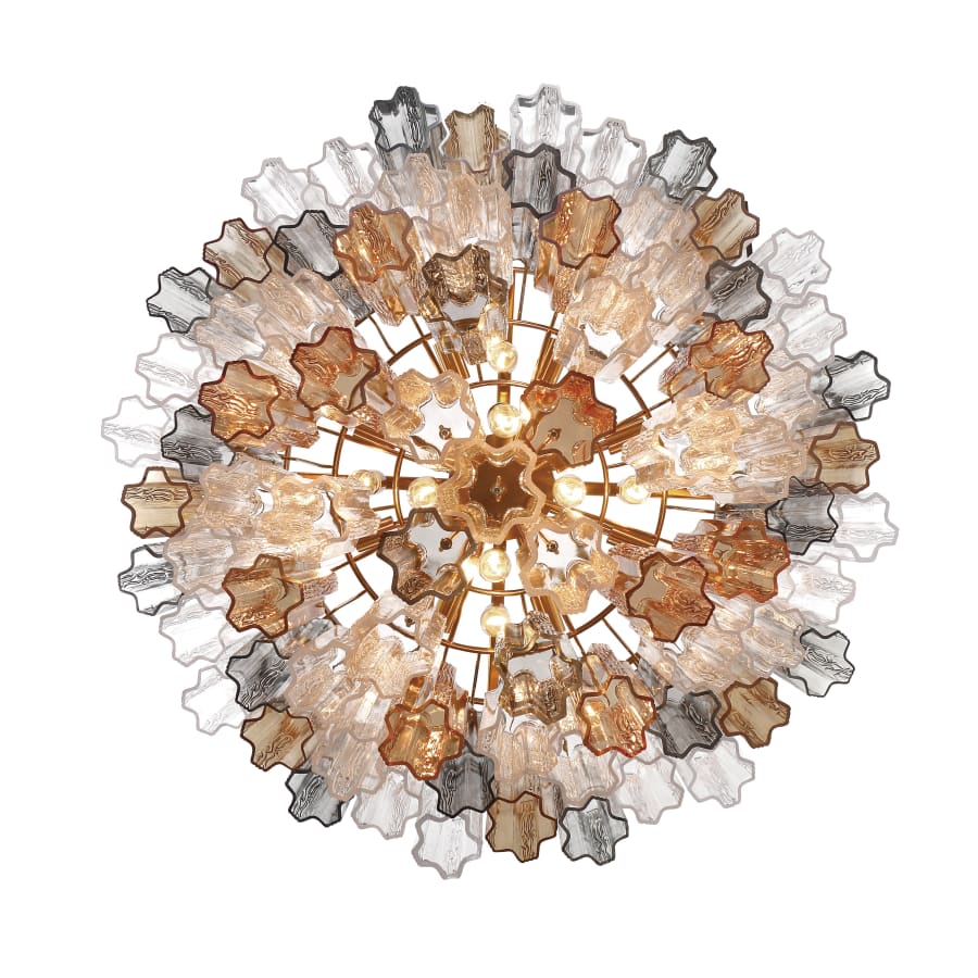 Addis 16 Light 32" Waterfall Chandelier Autumn Glass - Zelno Lighting