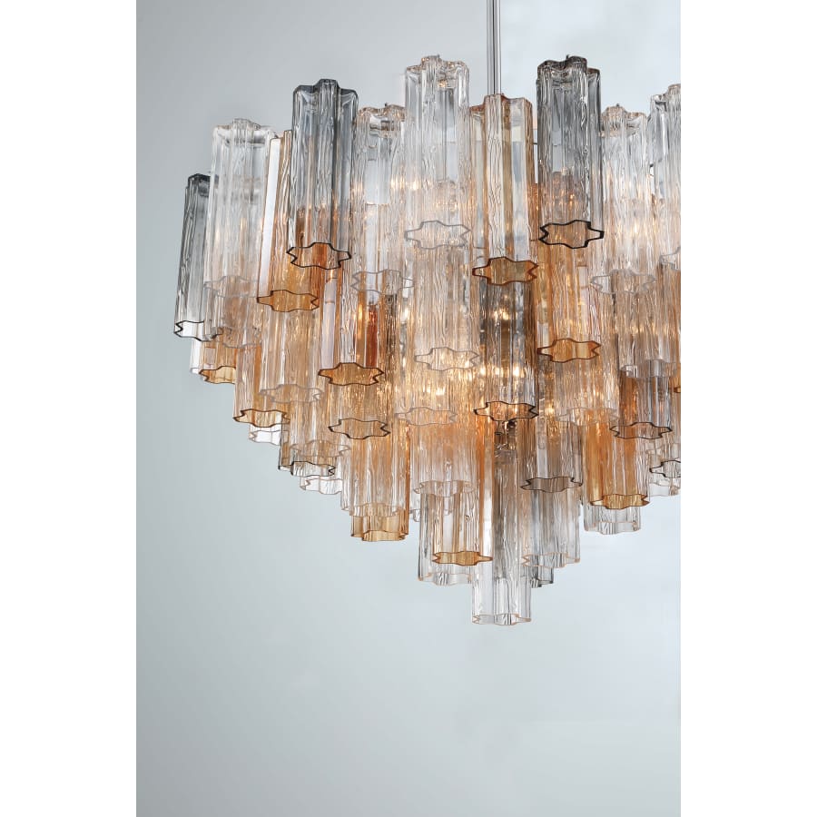 Addis 16 Light 32" Waterfall Chandelier Autumn Glass - Zelno Lighting