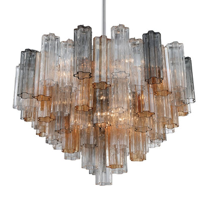 Addis 16 Light 32" Waterfall Chandelier Autumn Glass - Zelno Lighting