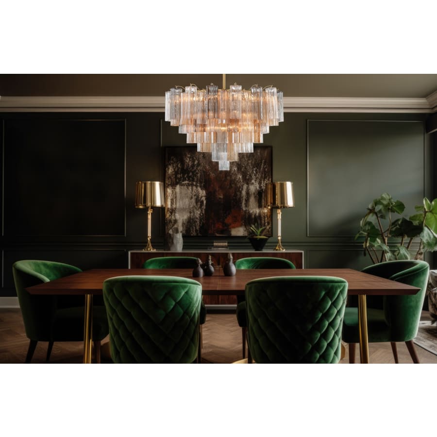 Addis 16 Light 32" Waterfall Chandelier Autumn Glass - Zelno Lighting