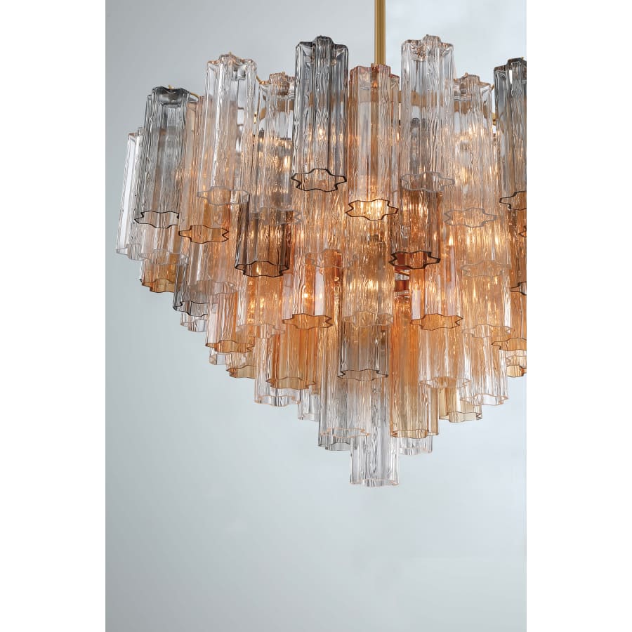 Addis 16 Light 32" Waterfall Chandelier Autumn Glass - Zelno Lighting