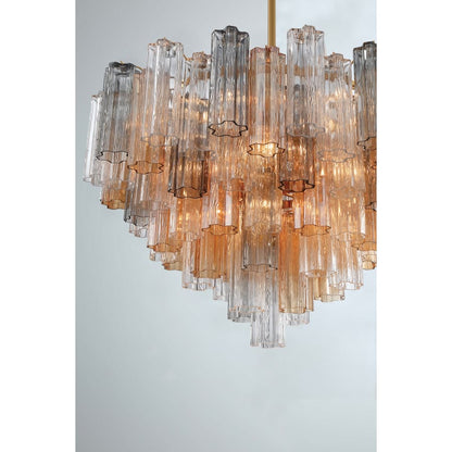 Addis 16 Light 32" Waterfall Chandelier Autumn Glass - Zelno Lighting