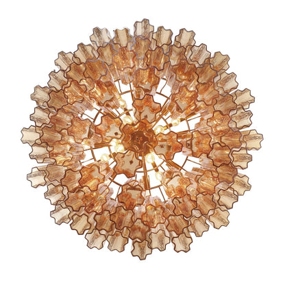 Addis 16 Light 32in Waterfall Chandelier Amber Glass Aged Brass - Zelno Lighting
