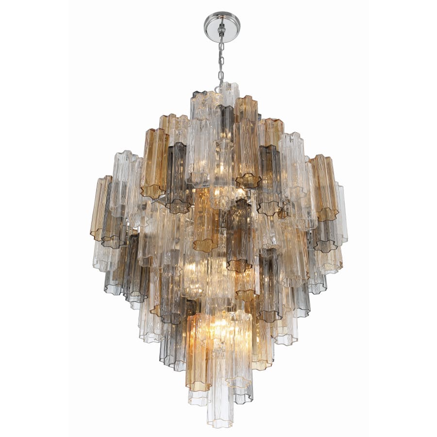 Addis 20 Light 31in Crystal Waterfall Chandelier Aged Brass - Zelno Lighting