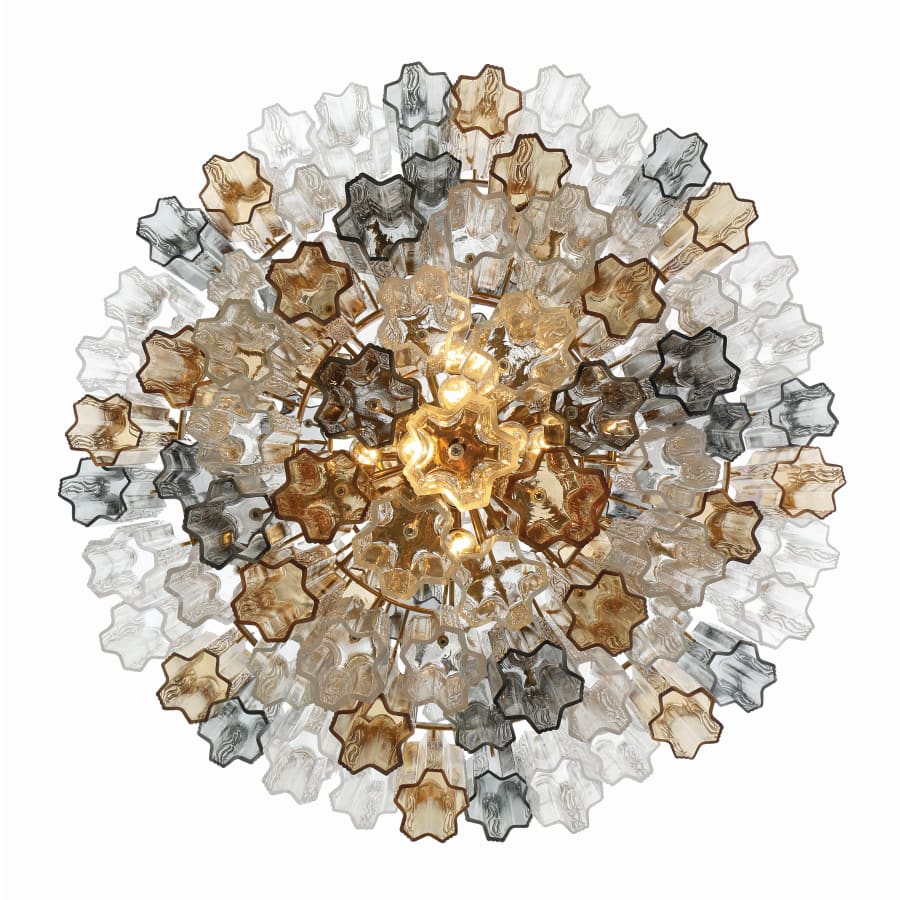 Addis 20 Light 31in Crystal Waterfall Chandelier Aged Brass - Zelno Lighting