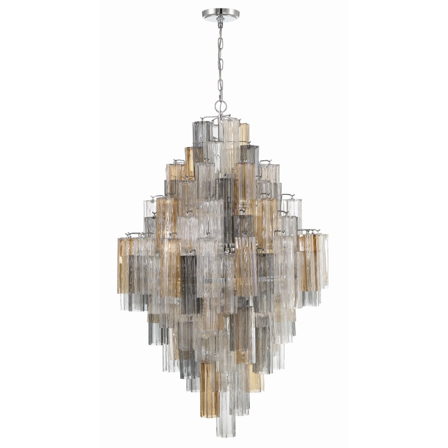 Addis 20 Light 31in Crystal Waterfall Chandelier Aged Brass - Zelno Lighting