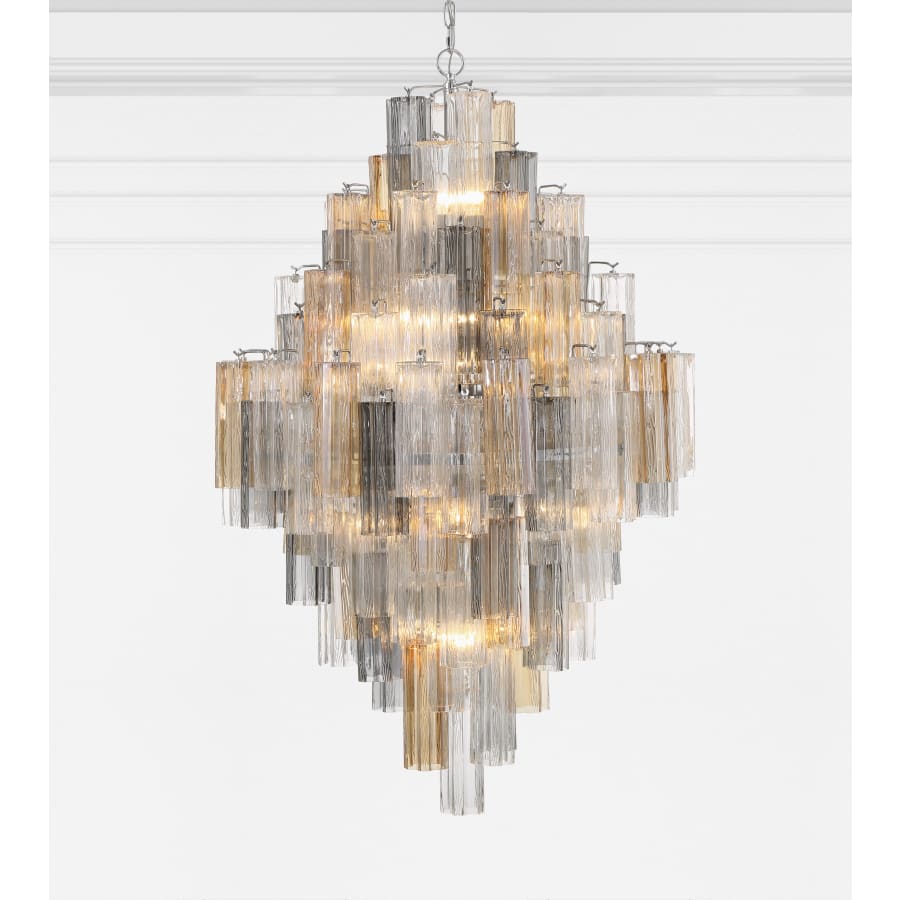 Addis 20 Light 31in Crystal Waterfall Chandelier Aged Brass - Zelno Lighting