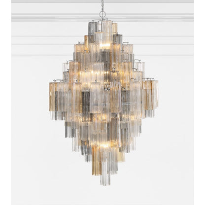 Addis 20 Light 31in Crystal Waterfall Chandelier Aged Brass - Zelno Lighting