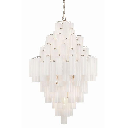 Addis 20 Light 31in Waterfall Chandelier Aged Brass - Zelno Lighting