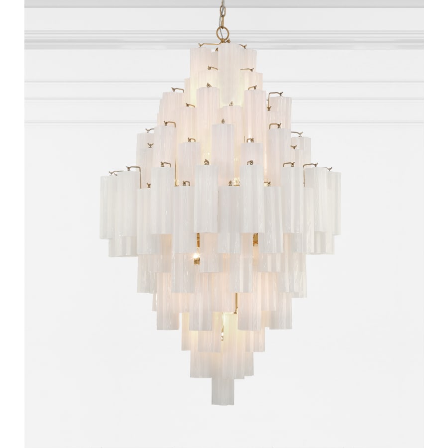 Addis 20 Light 31in Waterfall Chandelier Aged Brass - Zelno Lighting