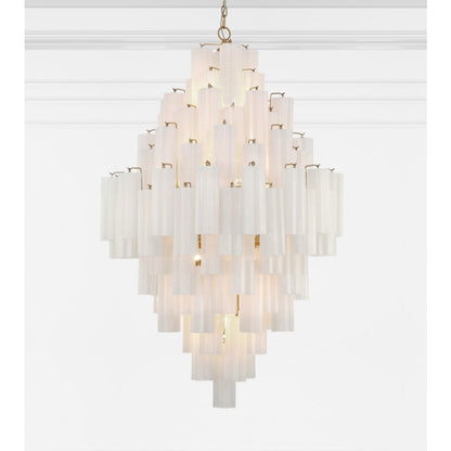 Addis 20 Light 31in Waterfall Chandelier Aged Brass - Zelno Lighting
