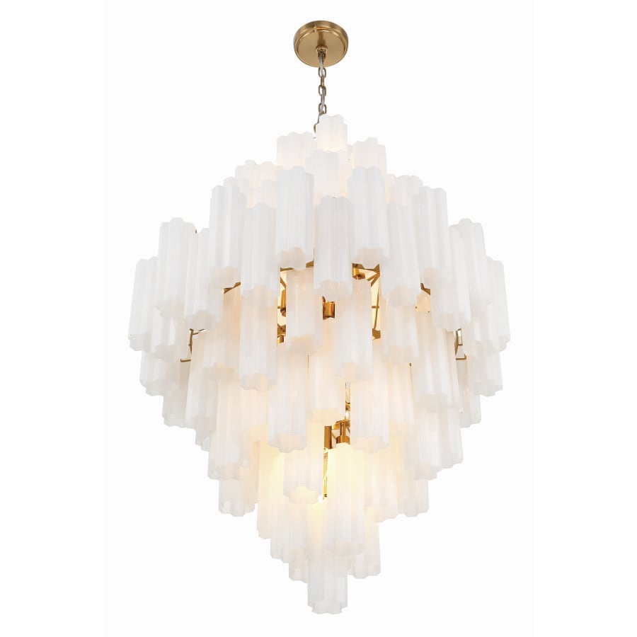 Addis 20 Light 31in Waterfall Chandelier Aged Brass - Zelno Lighting