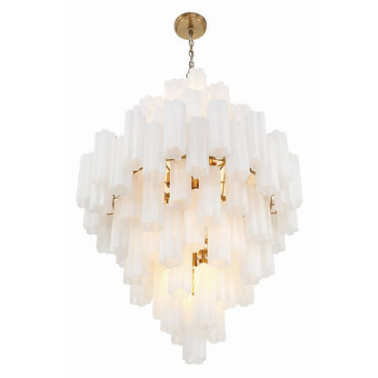 Addis 20 Light 31in Waterfall Chandelier Aged Brass - Zelno Lighting