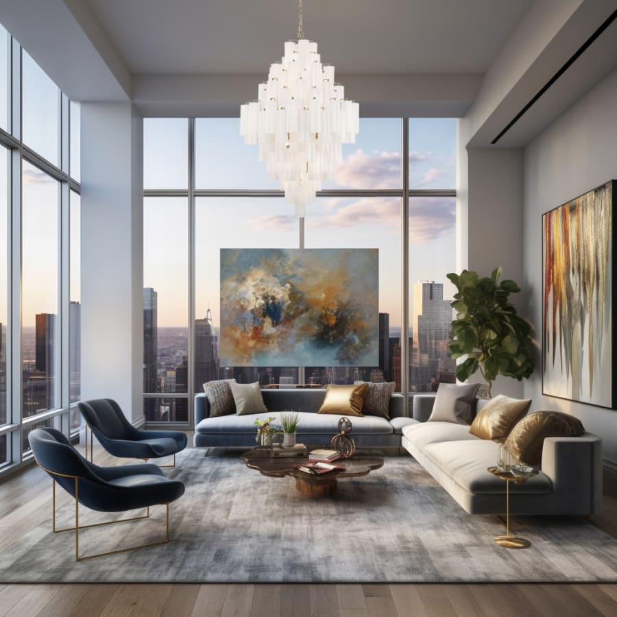 Addis 20 Light 31in Waterfall Chandelier Aged Brass - Zelno Lighting