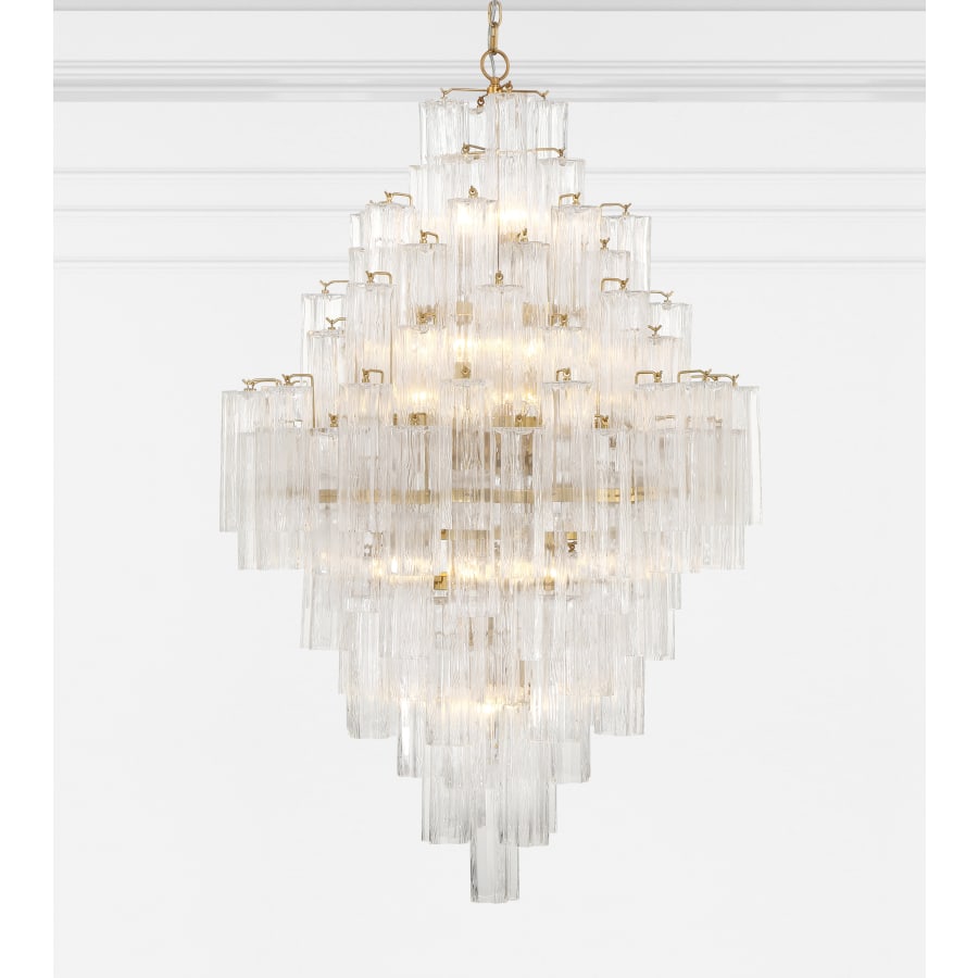 Addis 20 Light Crystal Waterfall Chandelier Aged Brass - Zelno Lighting
