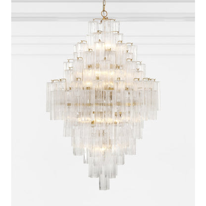 Addis 20 Light Crystal Waterfall Chandelier Aged Brass - Zelno Lighting