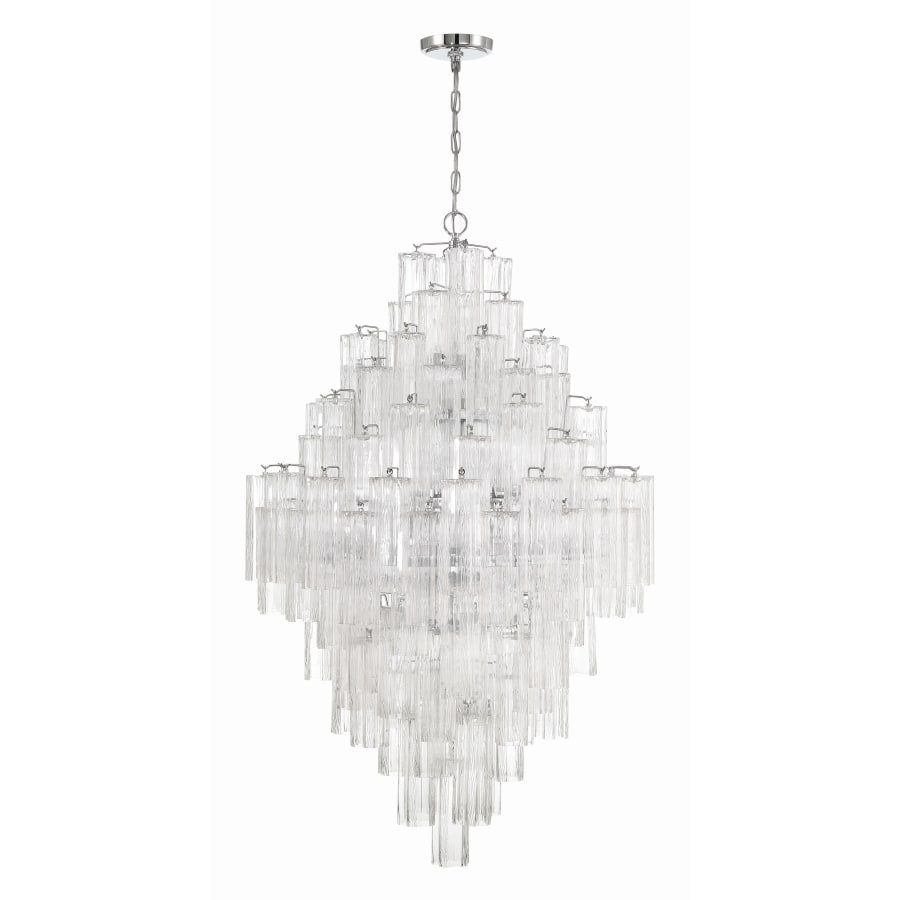 Addis 20 Light Crystal Waterfall Chandelier Aged Brass - Zelno Lighting