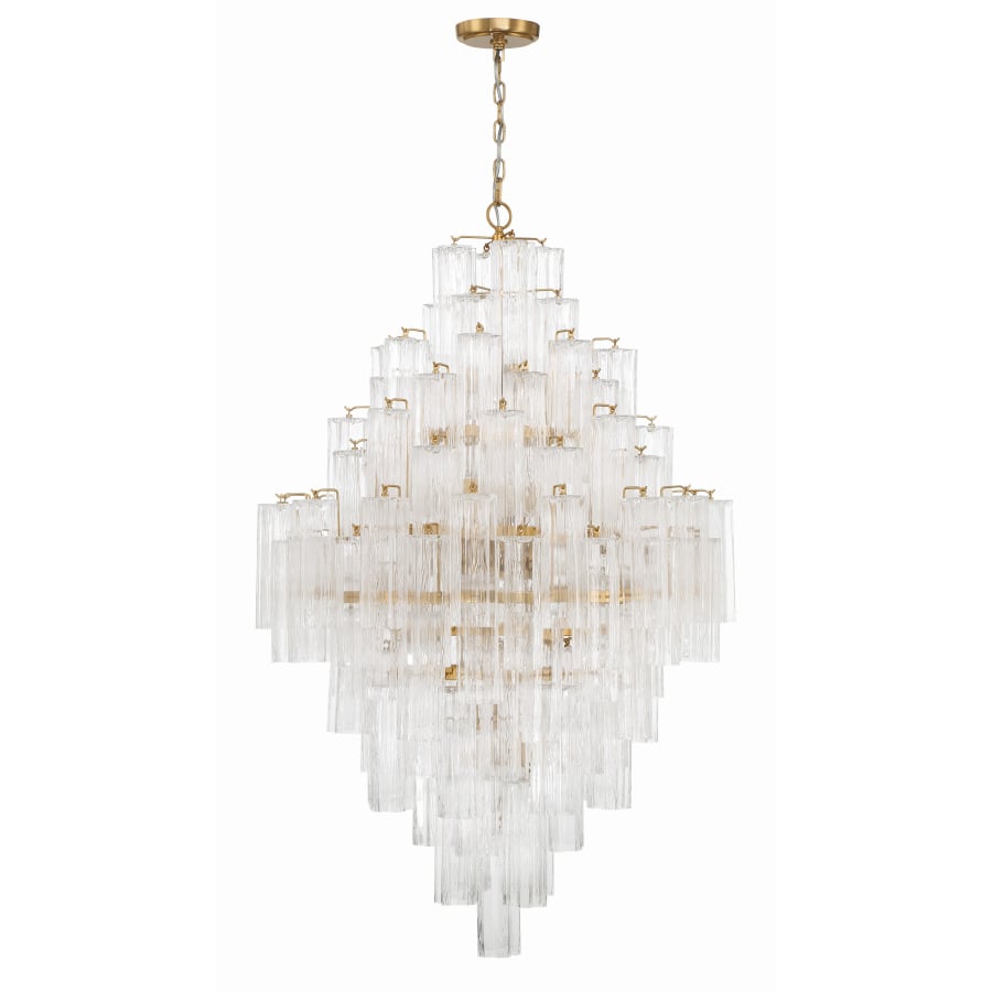Addis 20 Light Crystal Waterfall Chandelier Aged Brass - Zelno Lighting