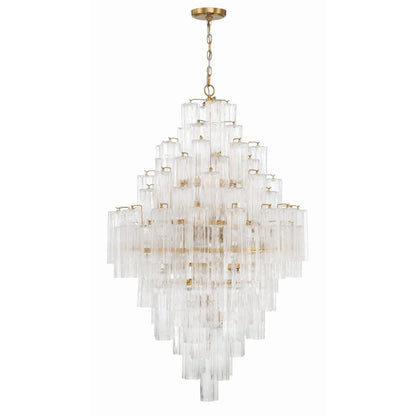 Addis 20 Light Crystal Waterfall Chandelier Aged Brass - Zelno Lighting