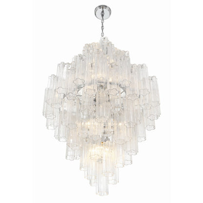 Addis 20 Light Crystal Waterfall Chandelier Aged Brass - Zelno Lighting