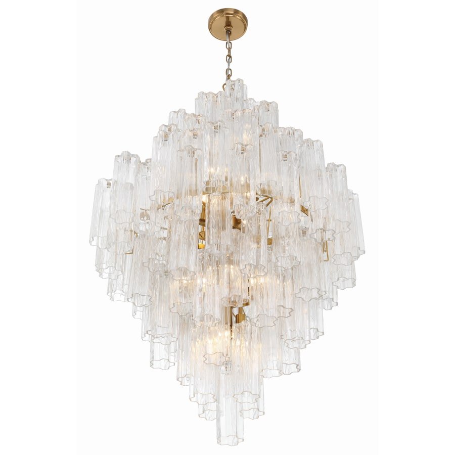 Addis 20 Light Crystal Waterfall Chandelier Aged Brass - Zelno Lighting