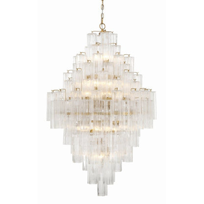 Addis 20 Light Crystal Waterfall Chandelier Aged Brass - Zelno Lighting