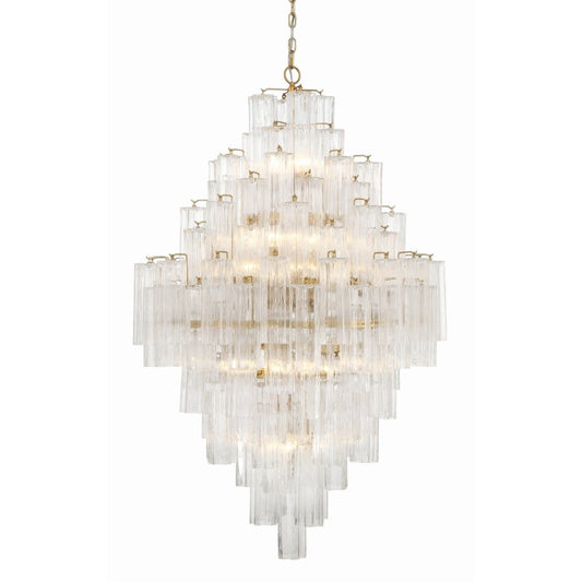 Addis 20 Light Crystal Waterfall Chandelier Aged Brass - Zelno Lighting