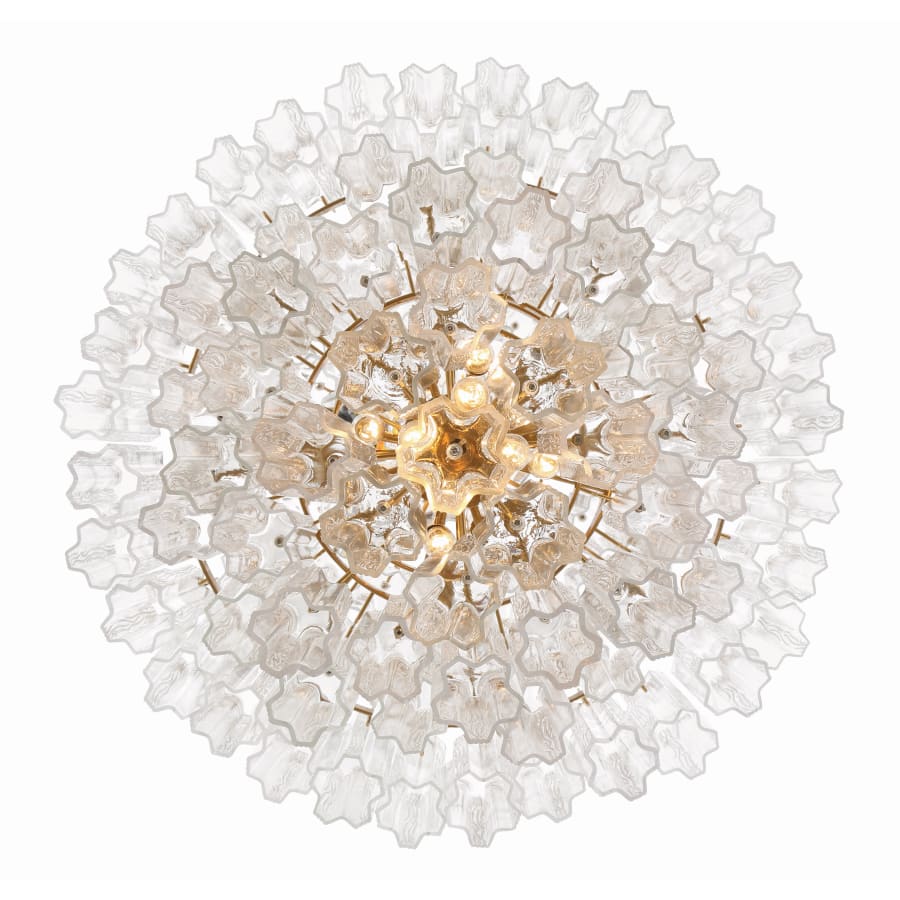 Addis 20 Light Crystal Waterfall Chandelier Aged Brass - Zelno Lighting