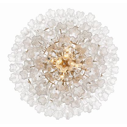 Addis 20 Light Crystal Waterfall Chandelier Aged Brass - Zelno Lighting