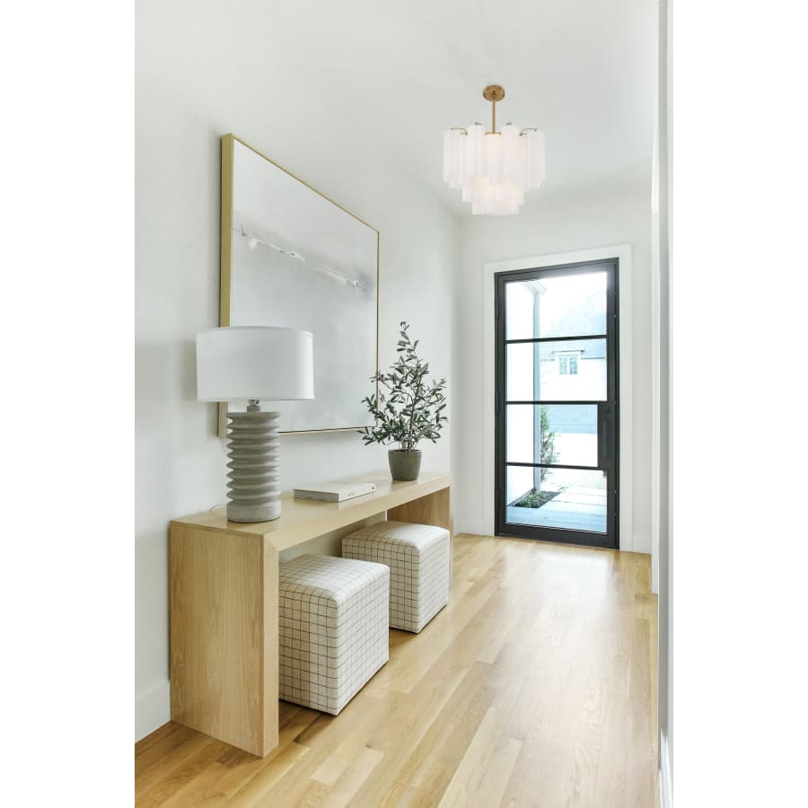 Addis 4 Light 18 in. Waterfall Chandelier White Glass - Zelno Lighting