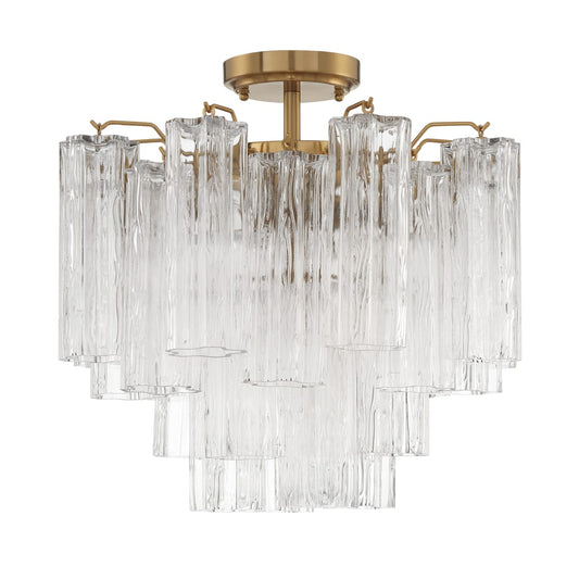 Addis 4 - Light 18" Semi - Flush Waterfall Ceiling Fixture Clear Glass - Zelno Lighting